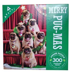 Avanti Merry Pug-Mas 300-Piece Oversized Jigsaw Puzzle